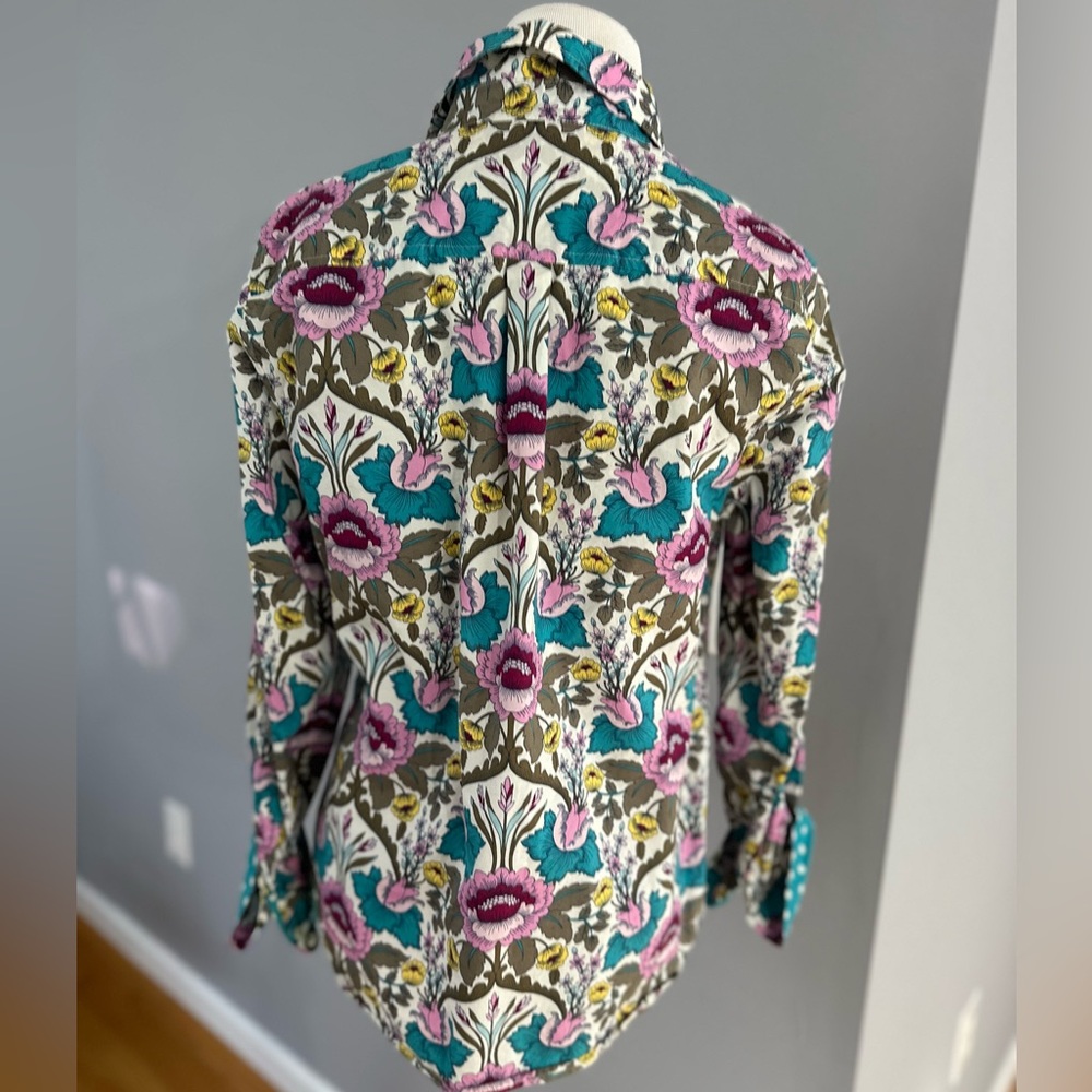 Talbots Floral Pattern Button Blouse Work Once Si… - image 3